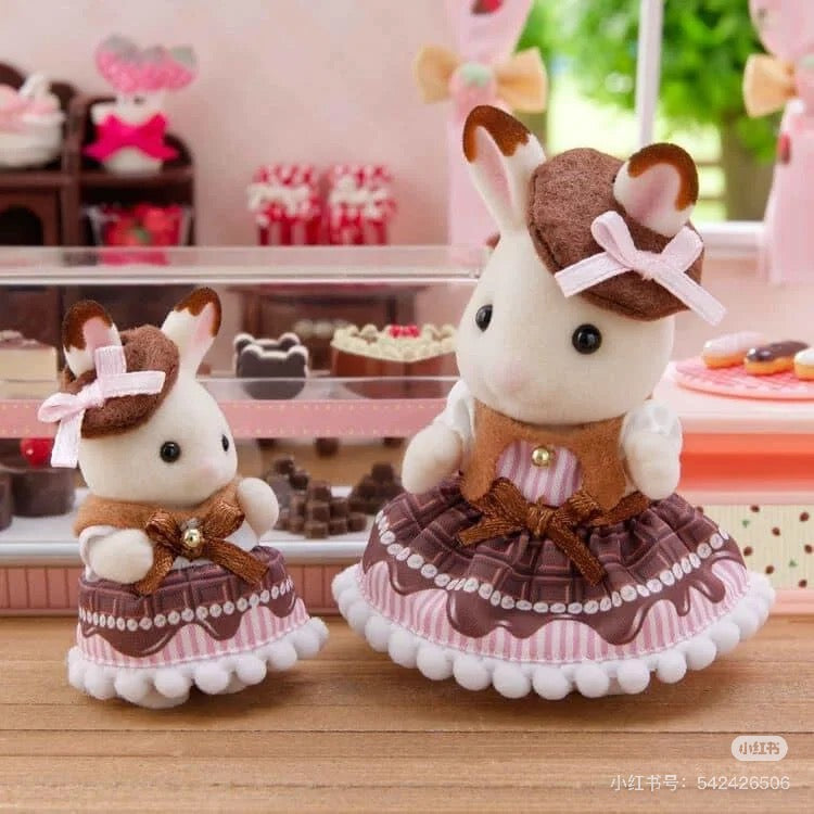 SylvanianFamilies森贝儿家族｜Sweet Chocolate Rabbit Girl &amp; Baby Pair Set情人节限定草莓巧克力兔套盒