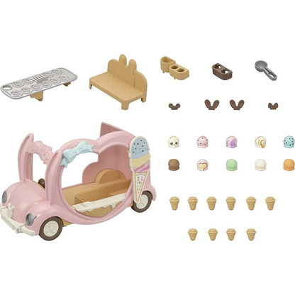 SylvanianFamilies森贝儿家族｜Ice Cream Van- Dollhouse Playset冰淇淋车套装玩具/过家家5651