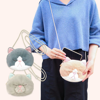 Bouneko｜Cat face pouch ｜ 15cm x 19cm x 7cm approx.
