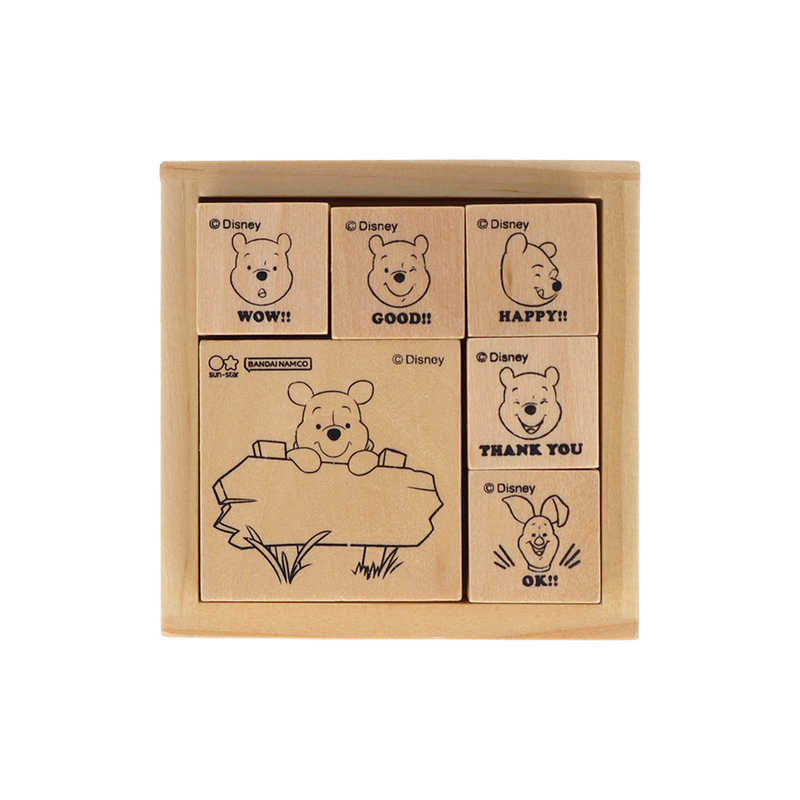 Disney迪士尼｜Winnie the Pooh维尼熊噗噗木制邮票印章套装第8版｜約70mm x 70mm x 30mm