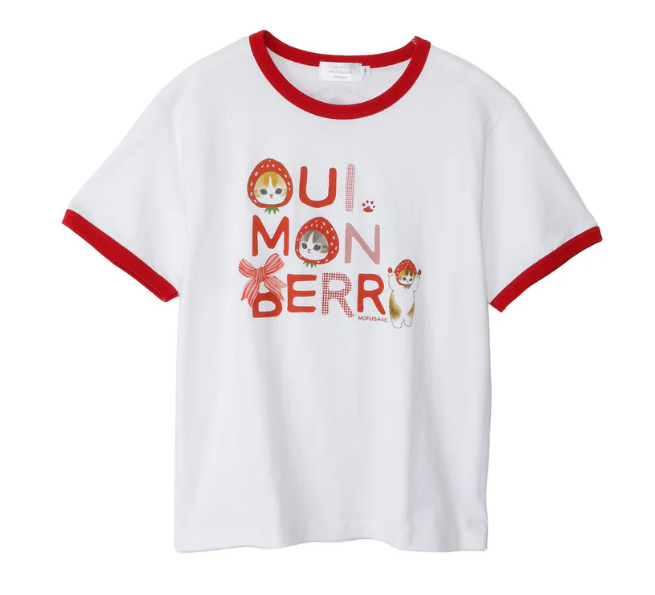 Mofusand｜Merci Strawberry T-shirt OUI MON BERRY White