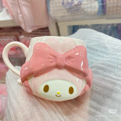 Sanrio三丽鸥｜My Melody Birthday 50th Anniversary Princess Ribbon Mug Princess Ribbon Tote Bag 美乐蒂50周年生日粉桃甜心系列浮雕马克杯/水杯/正反面都可爱｜约300ml