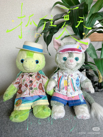 Disney迪士尼 ｜东迪夏日限定夏威夷草帽衬衫站姿Olu小龟毛绒挂件/包挂/胸针