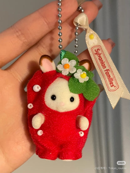 【limit 1】SylvanianFamilies｜Calico Critters Chocolate Rabbit Strawberry Keychain