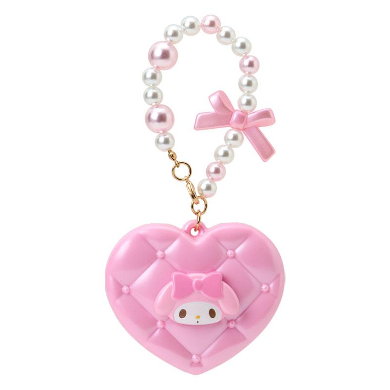 Sanrio｜Elegant Quilted Heart-Shaped Compact Mirror with Bead Charm｜7×1.8×6cm approx.