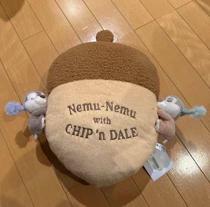 Disney迪士尼｜Chip&amp;Dale睡帽奇奇蒂蒂抱大松果刺绣毛绒抱枕/靠垫