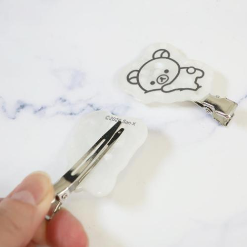 Rilakkuma｜Basic Monochrome Pearl Marble Acrylic Hair Clip Set ｜41×60×4mm approx.