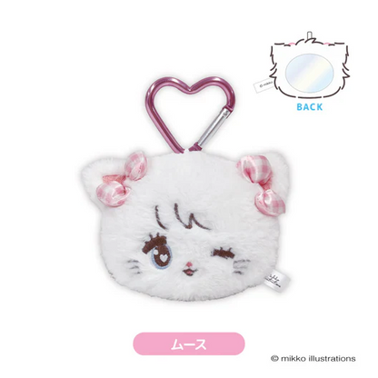 mikko illustrations｜Fluffy Mirror Mascot｜ H105xW148xD45mm approx.