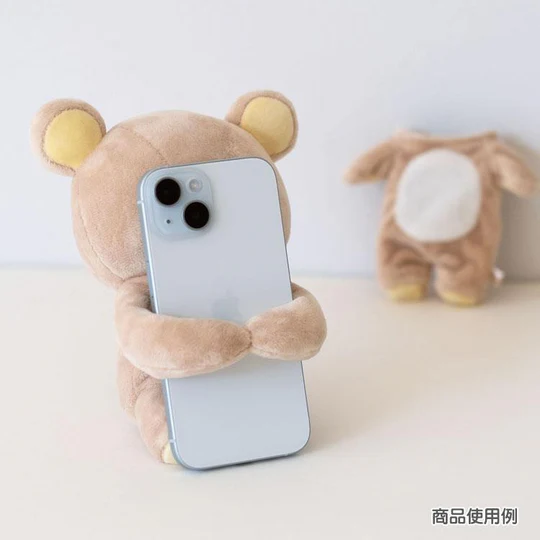 Rilakkuma轻松熊｜ Favorite Things Plush Smartphone Stand San-X毛绒玩偶手机支架/衣服和企鹅可分离｜约180×140×110mm