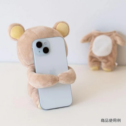 Rilakkuma轻松熊｜ Favorite Things Plush Smartphone Stand San-X毛绒玩偶手机支架/衣服和企鹅可分离｜约180×140×110mm