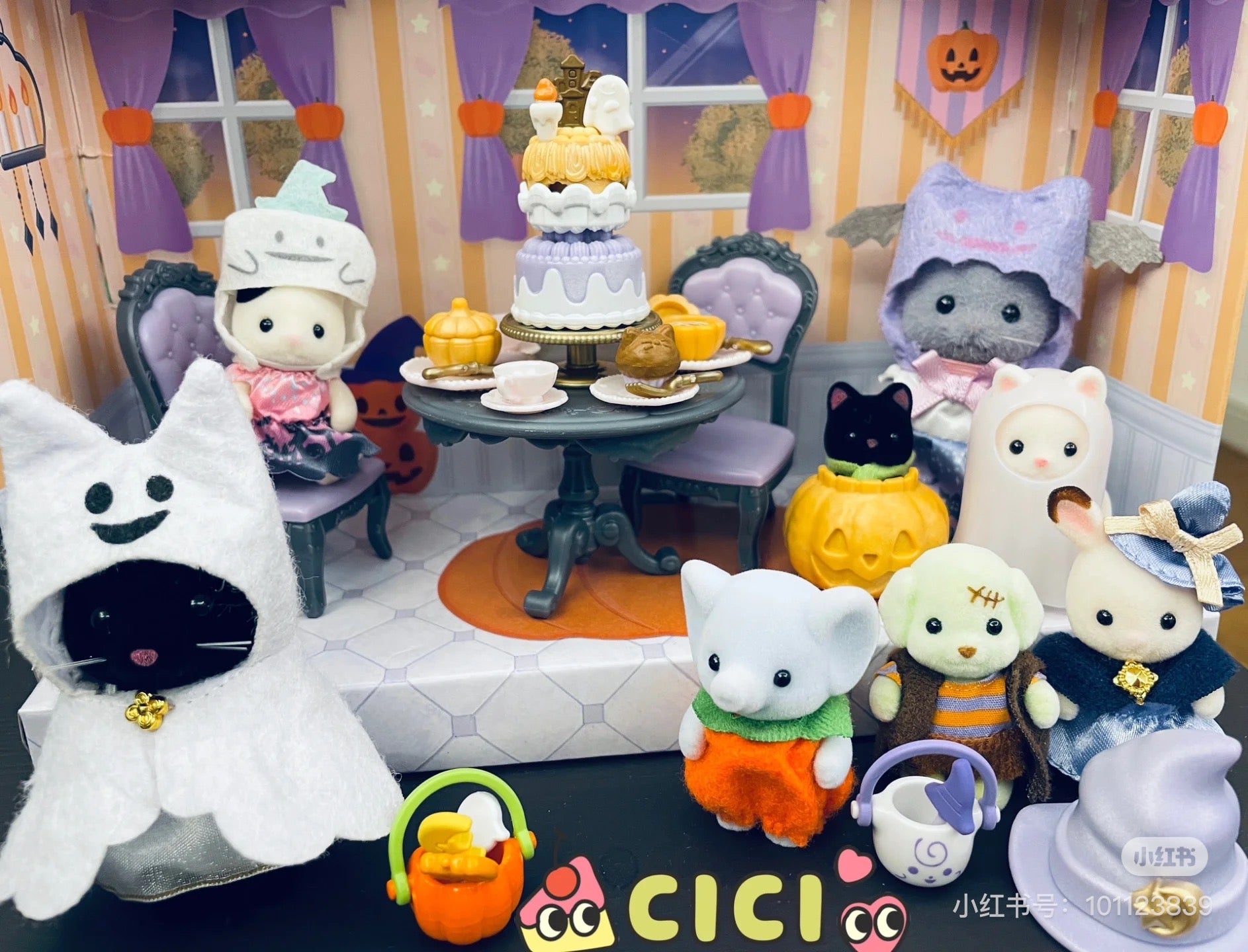 SylvanianFamilies森贝儿家族｜Halloween feestset万圣节排队系列波斯猫女巫套组/玩具/过家家5764