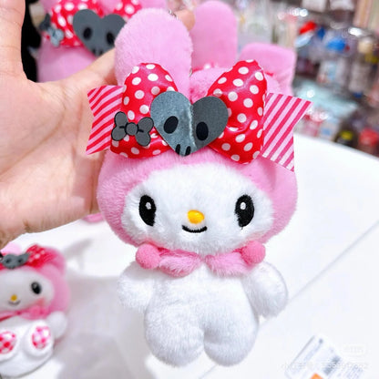 Sanrio｜Pink Black Party Mascot Holder /Plush Keychain Pouch｜H17 x W15 x D5.5cm approx.