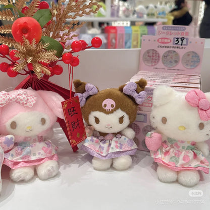 Sanrio三丽鸥｜Mascot Keychain粉彩碎花毛绒玩偶挂件/包挂｜约幅9.5×奥行7×高さ13cm