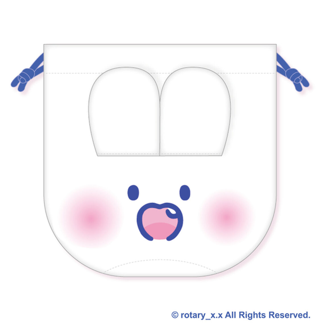 Q-LiA｜Face drawstring bag Lovely MongMong｜W160 x H160 x D110 mm approx.