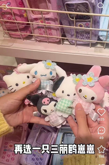 【Customize in Elizabeth store】Sanrio｜characters Mobile phone charm bag with Sanrio family doll Keychain/All 6 types｜1pcs