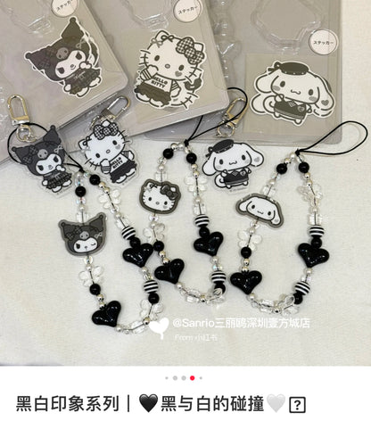 Sanrio三丽鸥｜Charm Decoration Set Monotone黑白印象系列手机吊饰装饰DIY套装｜约 5.5×1×12cm