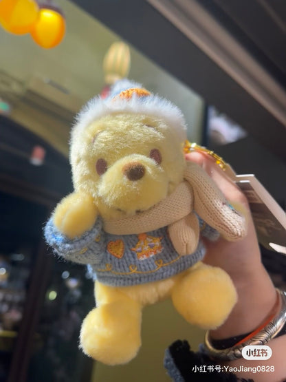 Disney SH｜冬日维尼和朋友们限定戴毛茸茸帽子围巾挂件