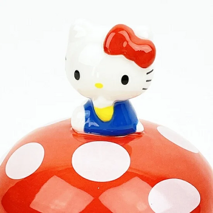 Sanrio三丽鸥｜Small Item Organizer Hello Kitty 凯蒂猫透明玻璃蘑菇盖罐子/首饰收纳｜约Φ10×H12(cm)