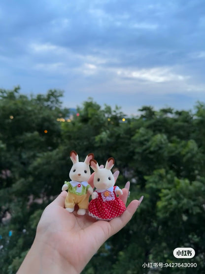SylvanianFamilies森贝儿家族｜Chocolate Rabbit Family可可兔家族系列/一家四口套组/玩具/过家家5655
