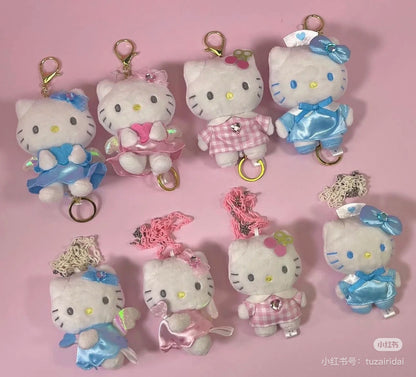 HelloKitty凯蒂猫｜Plush Keychain With Reel - Hello Kitty / Nurse Blue天使护士系列可伸缩毛绒玩偶钥匙扣挂件/包挂｜约H116 × W75 × D63mm