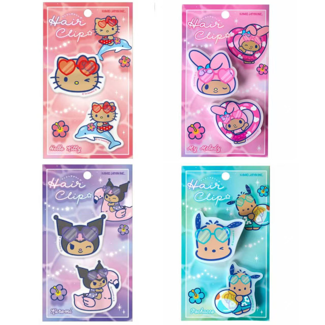 Sanrio｜Tan Swimsuit Party Matte Hair Clip Set｜2 piece