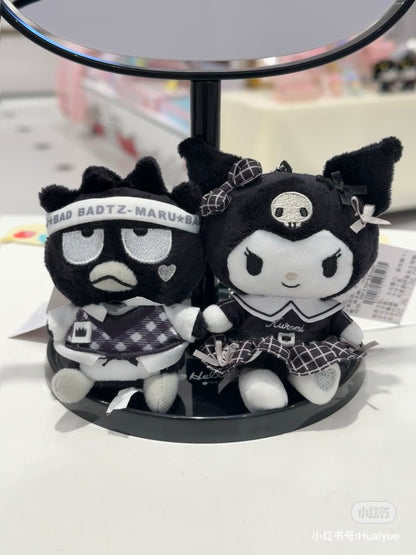 Sanrio三丽鸥｜Mascot Holder Monotone黑白印象千鸟格系列可爱角色毛绒玩偶挂件/包挂｜约7.5×5×11cm