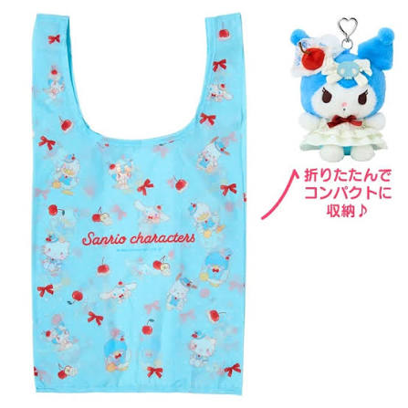 Sanrio｜Sweet Cakes Sky Blue Cherry Collection Plush Eco Bag｜13×11×16cm approx.
