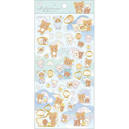Rilakkuma｜Rainy Day to Sunny Gold Foil Clear Seal Sticke｜200×95mm approx.