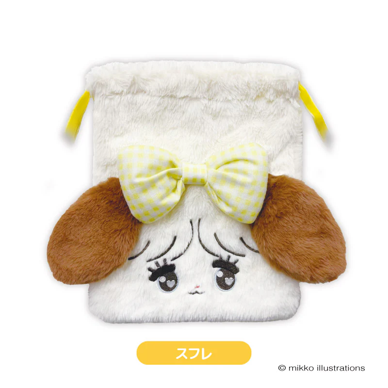 mikko illustrations｜Fluffy Drawstring Bag｜H200 x W230 x D50mm approx.