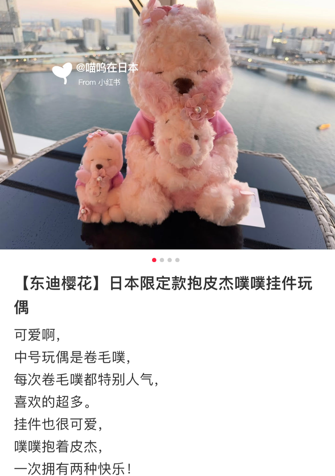 Disney｜Winnie the Pooh &amp; Piglet Plush Toy SAKURA Pink 2025｜H33.5×W20×D25cm approx.