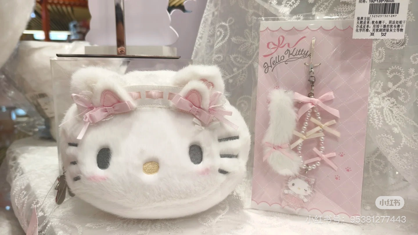 Sanrio｜White Cat Ballerina Face Shaped Pouch｜W14 x D6 x H10cm approx.