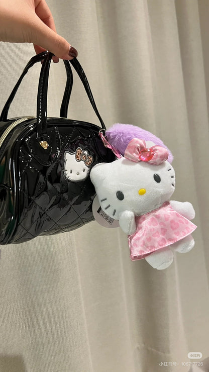 Hello Kitty凯蒂猫｜Sanrio Mascot Keychain with Tail / Gogo Gal Collection Leopard毛茸茸尾巴系列爱心扣豹纹凯蒂猫玩偶挂件/包挂｜约9.5×5.5×13.5cm