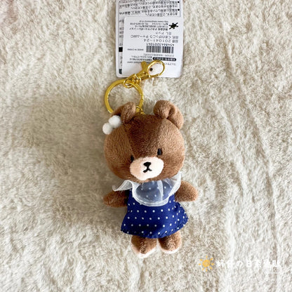 The bear’s school｜Navy White Dots Mascot Holder /Plush Keychain｜11×7×4cm approx.