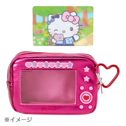 Sanrio｜Academy Sparkling Journey Camera-Style Metallic Pouch with Carabiner｜9.5×6.5cm approx.