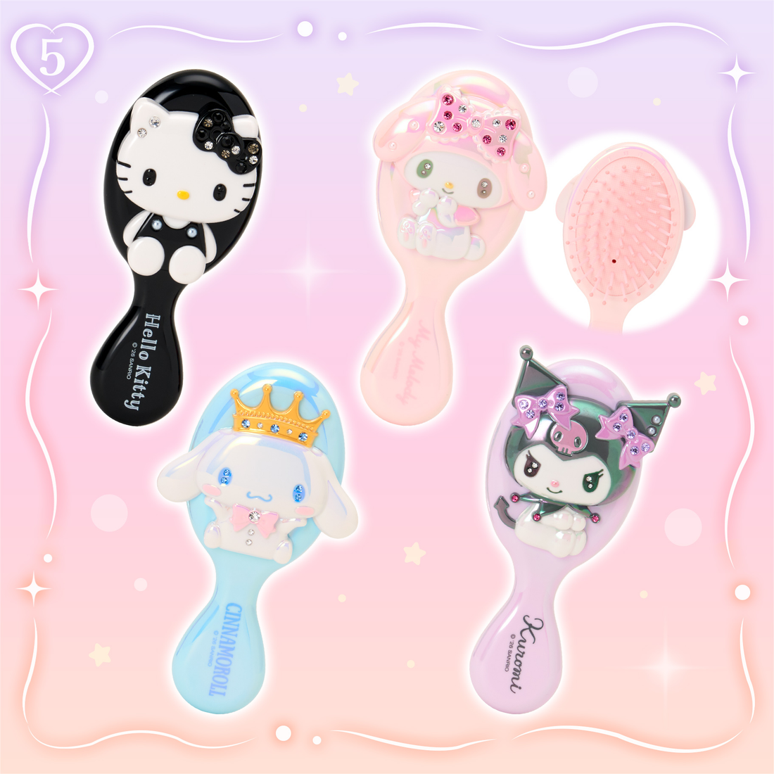 Sanrio｜Characters Hairbrush with Stones｜6.5×4×14cm approx.