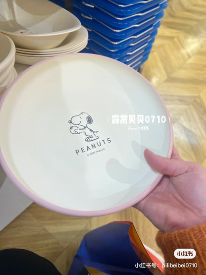 Snoopy｜史努比粉边午餐盘/可机洗/微波/ABS树脂防摔｜约 H30 x W207 x D207mm