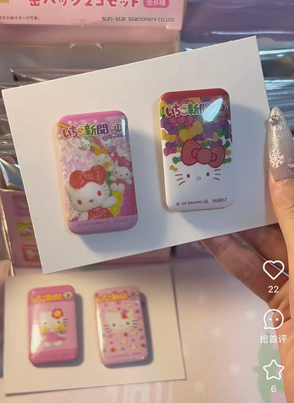 Sanrio｜Strawberry Newspaper 50th Anniversary Hello Kitty Can Badg mystery bag/blind box/All 8 types｜1pcs