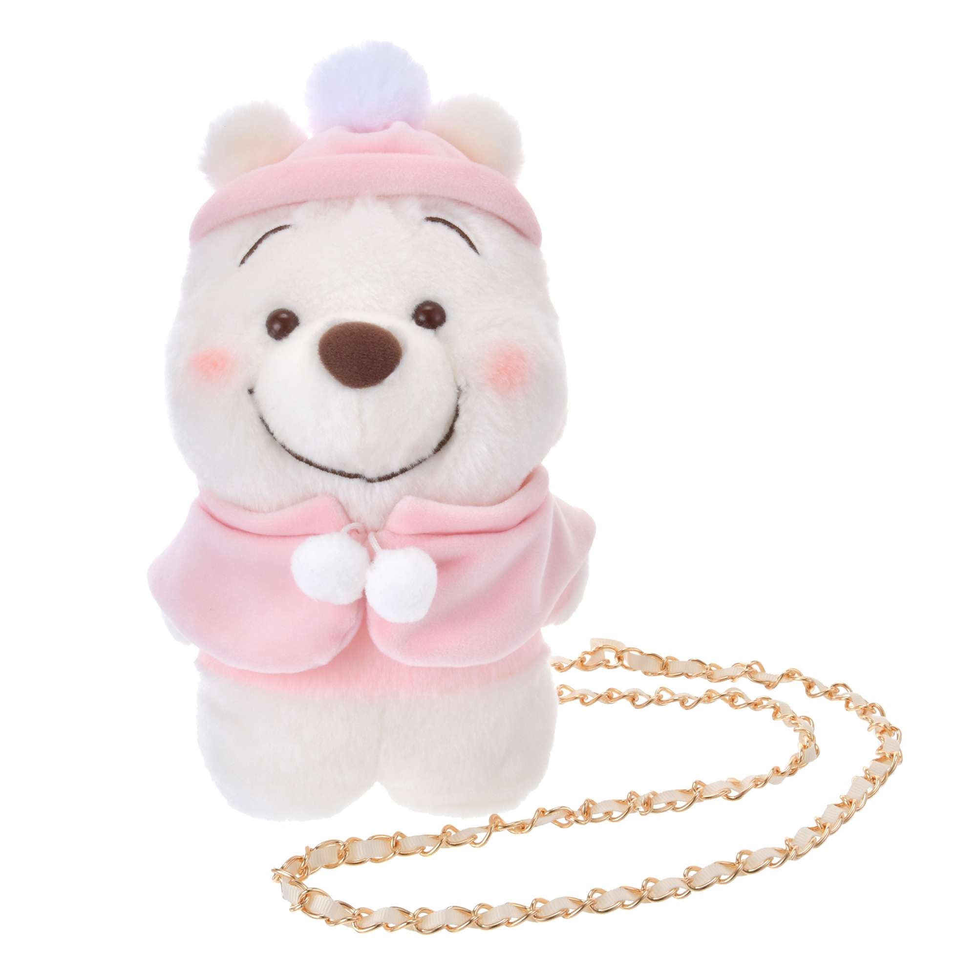 Disney迪士尼｜Winnie the Pooh Pochette Bag Fruit Latte Color White Pooh东迪冬日限定水果拿铁色睡衣睡帽斗篷系列噗噗维尼毛茸茸斜挎包/零钱包/收纳包｜约H24×W14×D9.5cm