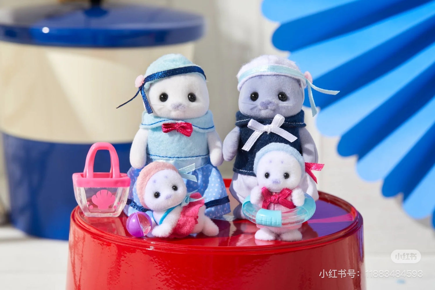SylvanianFamilies森贝儿家族｜Seal Family海豹家族一家四口植绒站宝套组/玩具/过家家5759