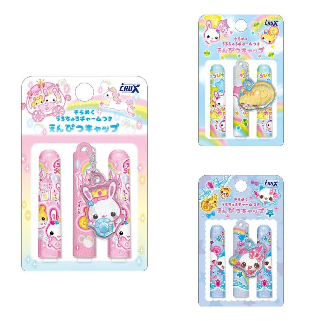 Q-LiA｜Heisei Retro Glossy POP Charm Pencil Cap Lead Protection｜3 pieces
