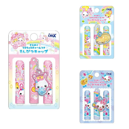 Q-LiA｜Heisei Retro Glossy POP Charm Pencil Cap Lead Protection｜3 pieces