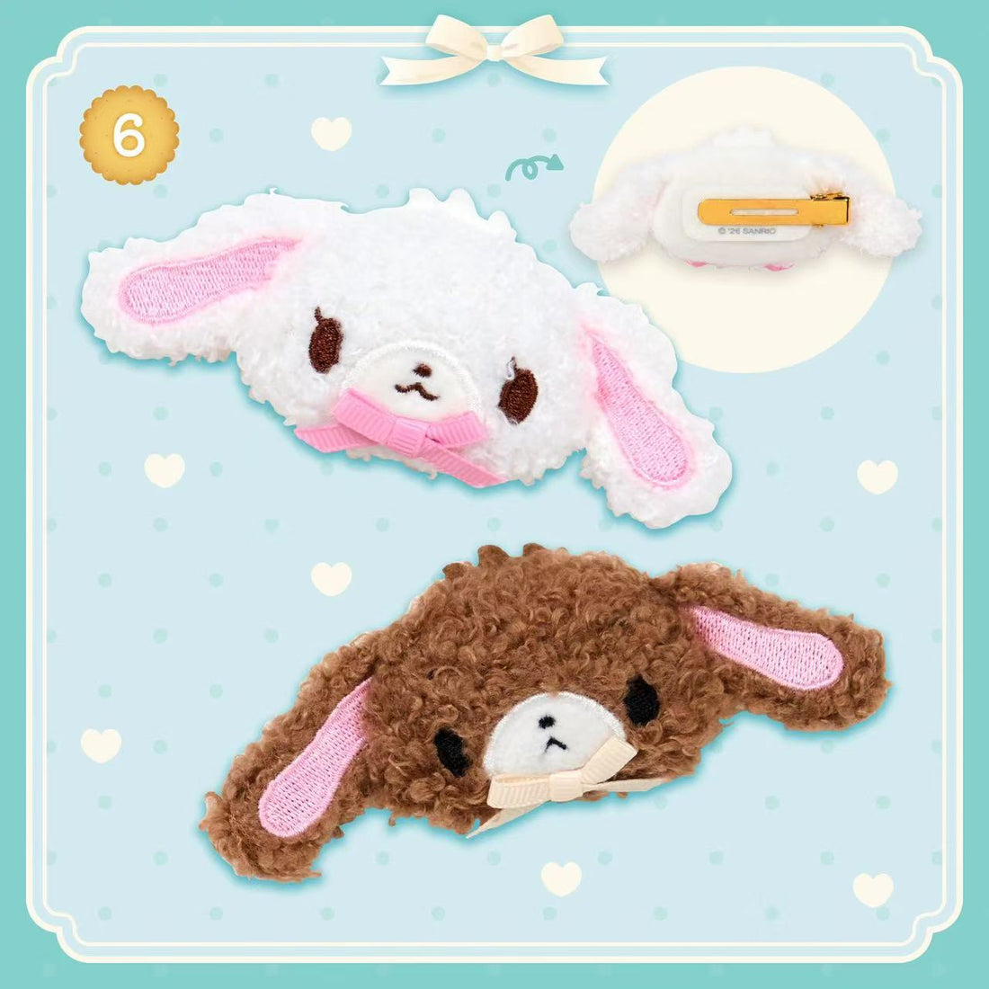 Sanrio｜Sugarbunnies Happy Birthday Biscuit Hair Clip Set｜W11 x D2.5 x H5cm approx.