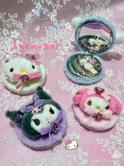 Sanrio｜Mascot Stone Ribbon Original 2-sided Compact Mirror｜7.5×1.5×7.5cm approx.