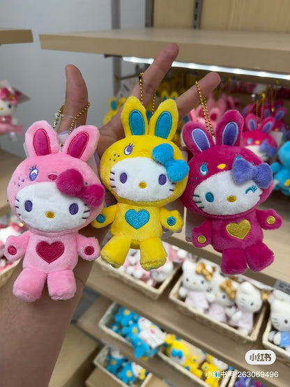 HelloKitty｜Sanrio 50th Anniversary Collection Colorful Bunny Mascot Holder /Plush Keychain｜H12.5 x W8.5 x D4.5cm approx.