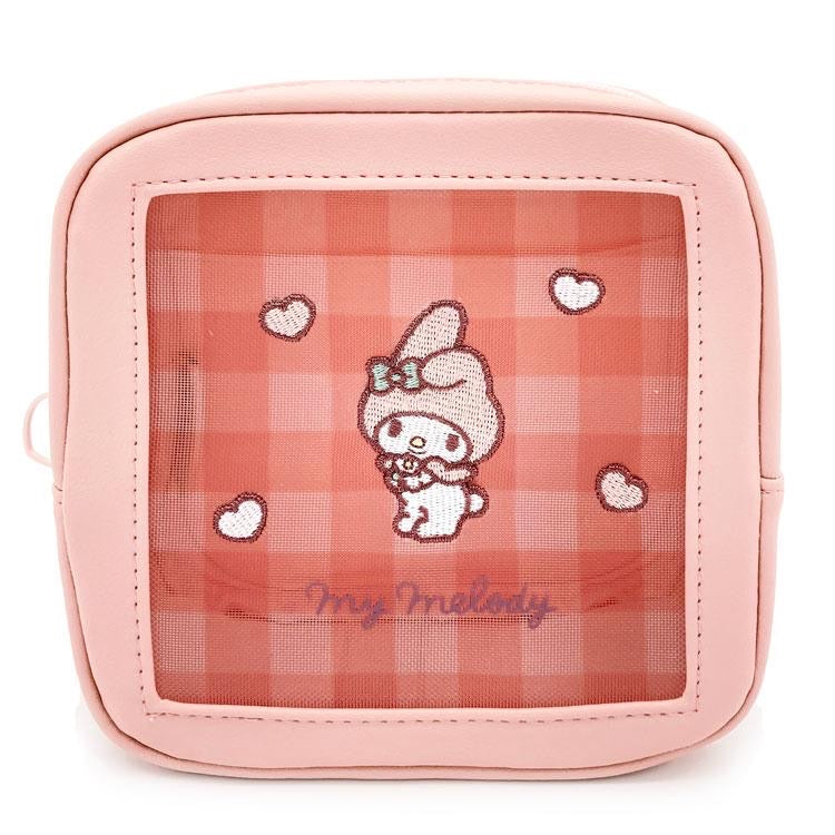 Sanrio｜正方形大容量半透明纱网防水收纳包/化妆包｜約H150×W150×D70mm