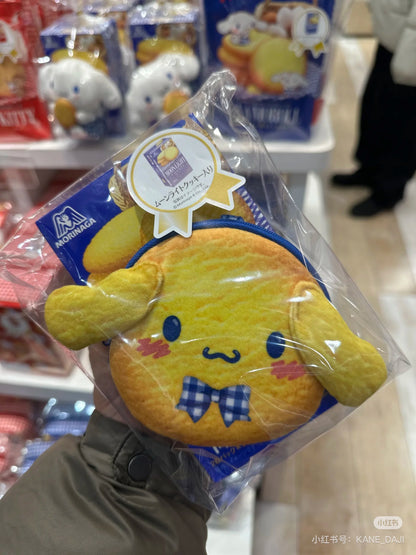 Sanrio三丽鸥｜Morinaga × Sanrio Collaboration Biscuit &amp; Pouch森永联名饼干+饼干造型零钱包挂件/正反面都可爱｜约幅11×奥行4×高さ11cm【25.07】