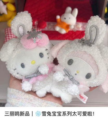Sanrio｜Christmas Snow Rabbit &amp; Candy Ramune Mascot Holder /Plush Keychain｜9×6×13.5cm approx.