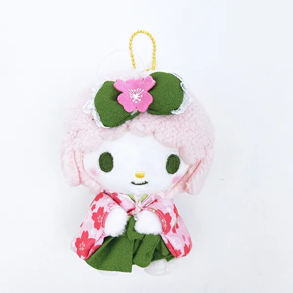 Sanrio｜Matcha Sakura Kimono Mascot Pouch Plush Keychain｜90×145×70mm approx.