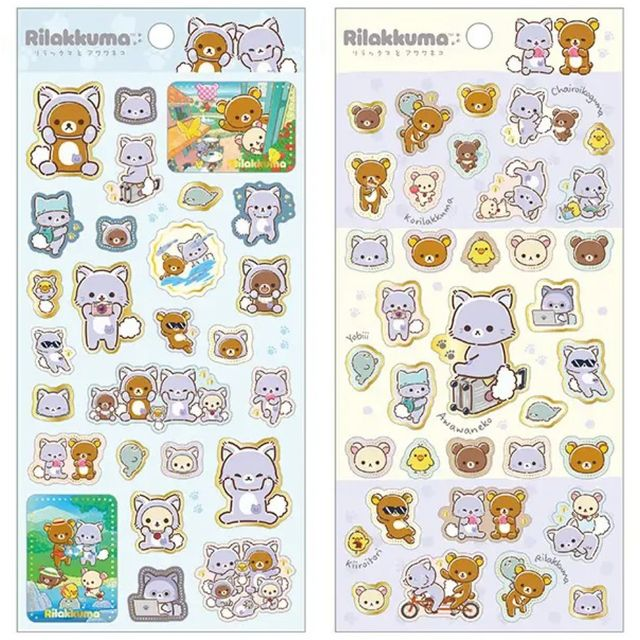 SANX｜Rilakkuma and Awawa Neko Stickers｜200 x 95 mm approx.