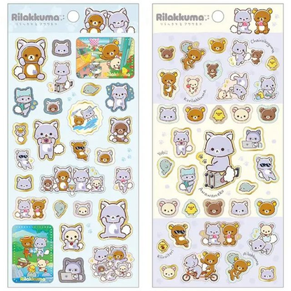 SANX｜Rilakkuma and Awawa Neko Stickers｜200 x 95 mm approx.